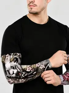 Summer Sun Protection Ice Sleeve Tattoo Sleeves, Seamless Realistic Tattoo Design, Outdoor Cycling, Floral Arm Sleeves