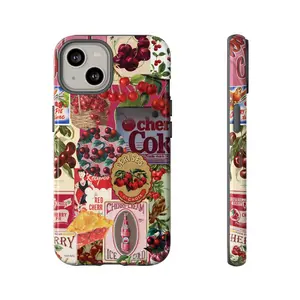 Coquette Cherry Coke Collage iPhone Case, Soft Girl Aesthetic Cover, Y2K Phone Case for iPhone 16 15 14 13 12 11 Pro Plus, Samsung Galaxy S24 S23 S22