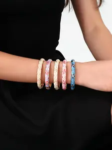 Fresh and sweet colorful four-leaf clover bracelet for women, five-leaf flower open-top stacked bracelet