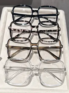 4pcs Fashion Oversized Frame Glasses, Diverse Patterns, Anti-Blue Light, Transparent Lenses, Unisex Daily Wear, PC Material, All Seasons, Casual Style