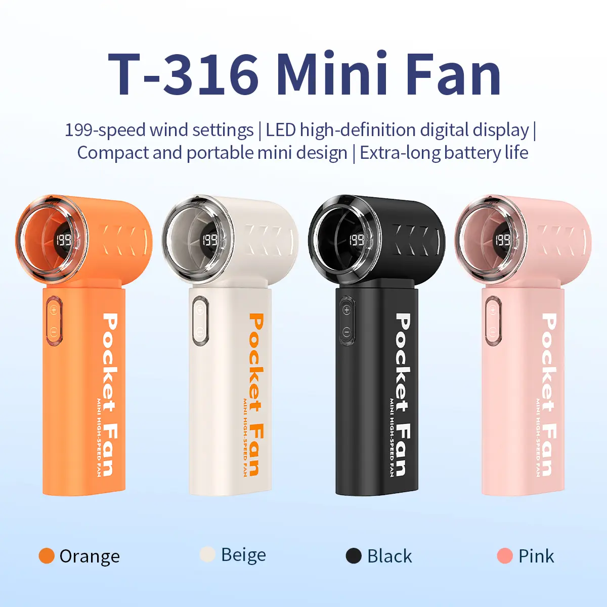 Lightweight Cordless Mini Portable Fan - 4000mAh Rechargeable Battery, High-Speed 15000RPM Motor, USB Charging Port, Adjustable Settings, LED Light Display, Lanyard, for Outdoor Activities, Travel, Office Use (Charging and Cooling Portable Fan)