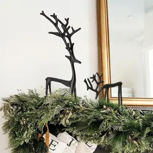 Elegant and Slender Black Elk Statue, A Popular Choice for Christmas Decoration in 2026, with A Modern Minimalist Design and Decorative Art Style. The Sturdy Base Ensures Stable Placement and Is Suitable for Home, Office, Home Garden and Other Scenes