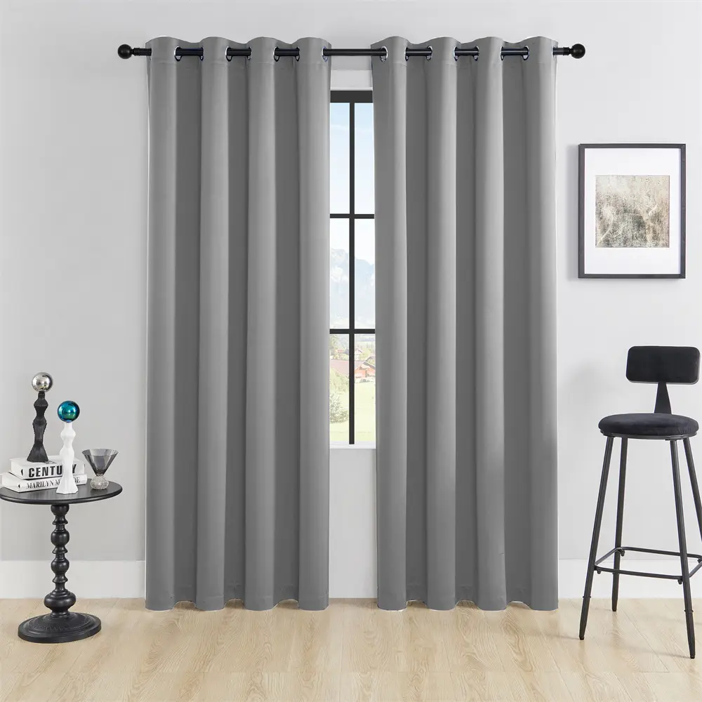 Home Decorative Window Blackout Curtain Shade - 4-Piece Top Grommet Solid Curtains, Double-Sided Even Blackout, Thermal Cooling, Noise-Reducing for Living Room, Bedroom