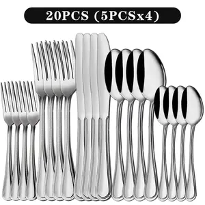 Stainless Steel Flatware Cutlery Set, 20/22/40/60/72pcs for 4/8/12, Silvery/Black/Golden, for Home Kitchen Restaurant Hotel, Affordable Utensils Set, Mirror Polished, Dishwasher Safe, Perfect for Gifts Weddings Outdoor Camping.Local Warehouse