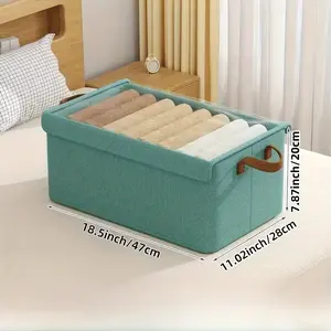 4/2PC foldable wardrobe sorting storage box, clothing pants dust storage box, rectangular shape, transparent flip with handle, multi-purpose, perfect choice for household dormitories, clothing storage box, wardrobe sorting, under-bed storage, mat storage