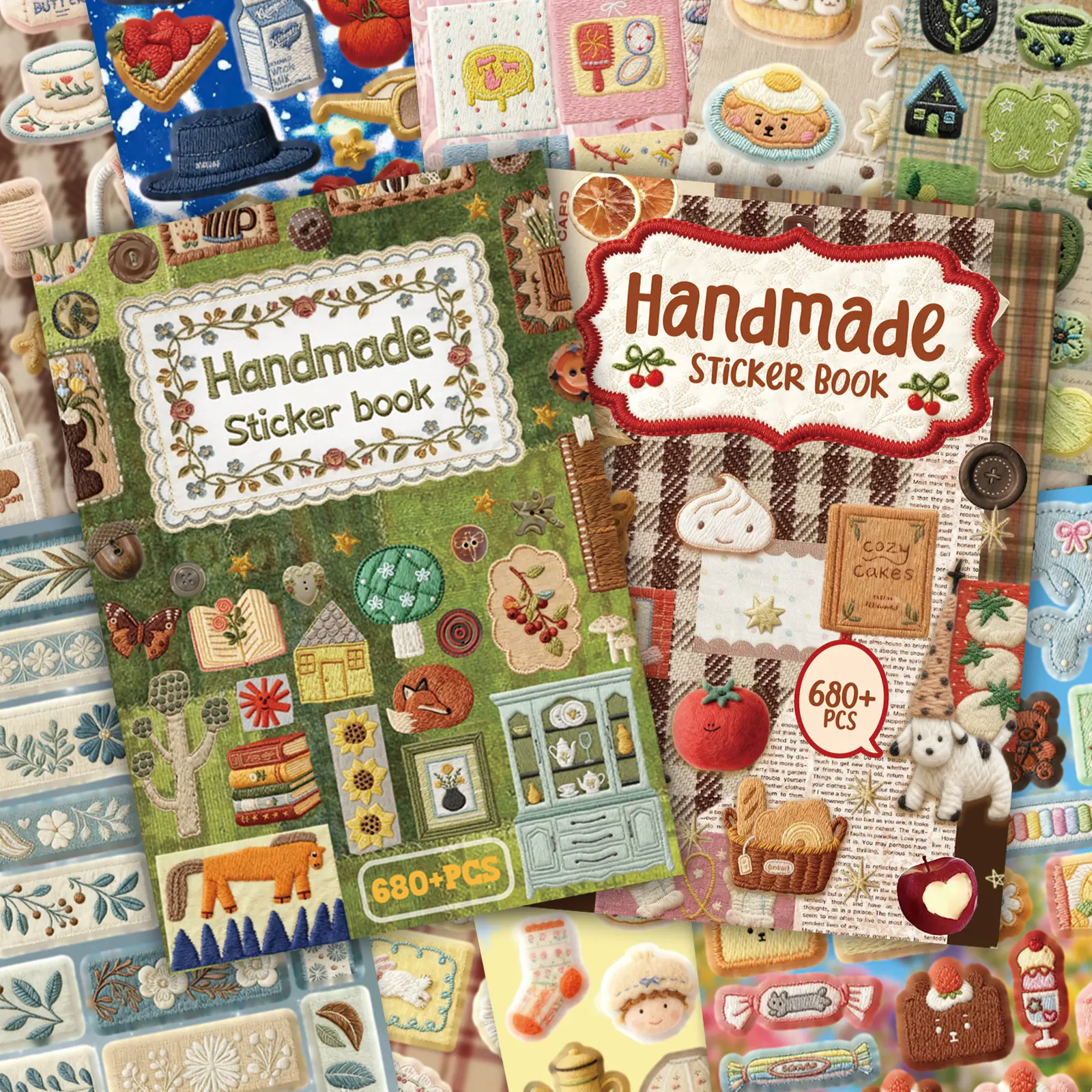 680+ Pcs Faux Embroidery Sticker Book - Realistic Matte Stitching Stickers, 30 Sheets for Junk Journals, Scrapbooking & DIY Crafts