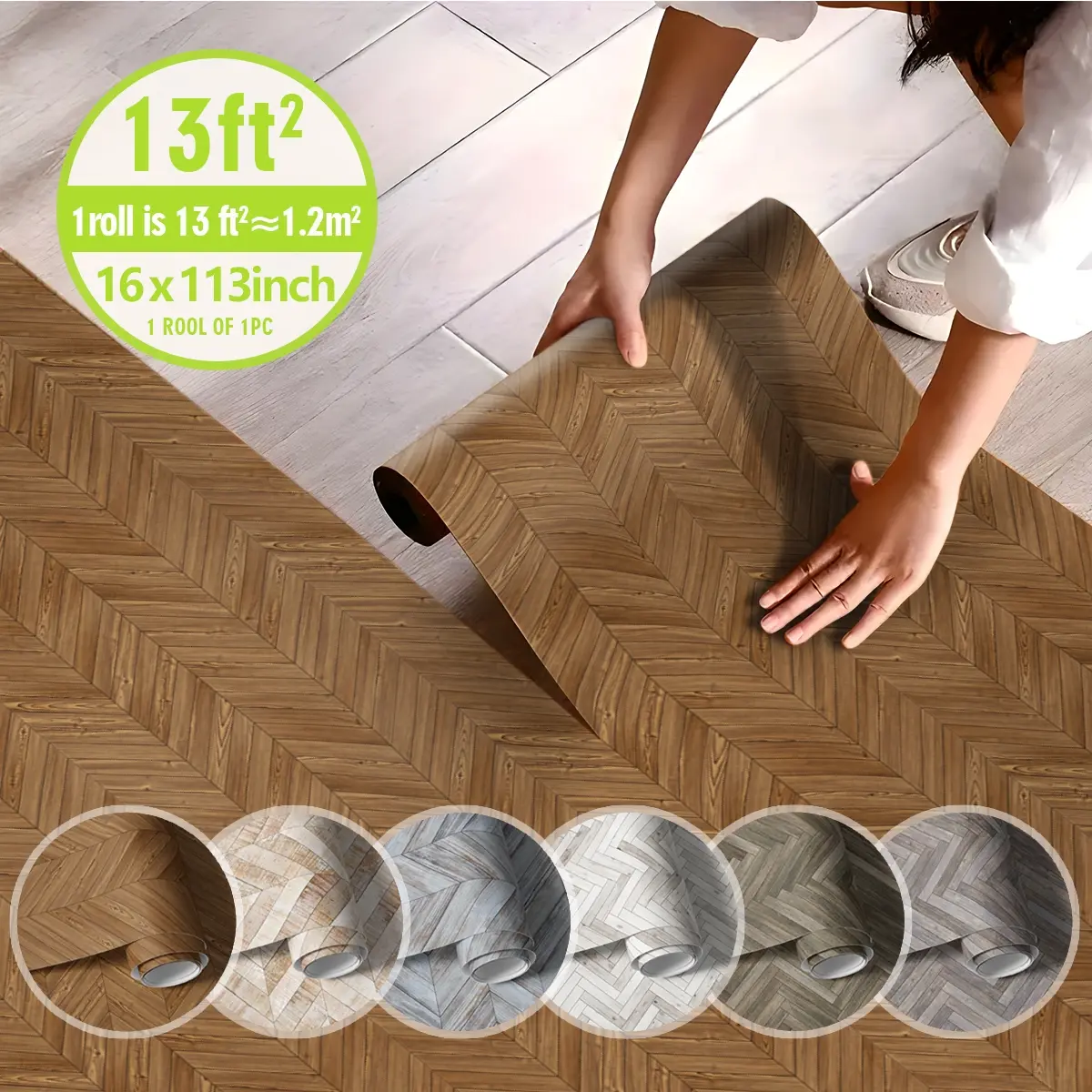 Self-adhesive wood-grain pattern floor tiles, Peel and stick, waterproof, cut-to-size, scratch-resistant, easy to clean, ideal for kitchen floors, laundry rooms, entryways, Vinyl Floor Tiles, Peel And Stick Flooring
