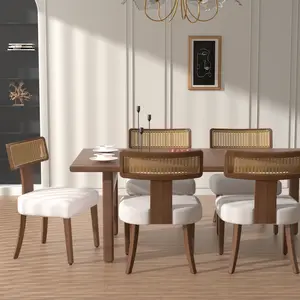 Upscale Dining Room Upgrade,Mid Century Modern Dining Chairs Set of 2,Solid Wood and Rattan Net Back,Dining Room Chairs ,Plush Comfort,Multi-Color Options,Elevate Your Modern Space,Accent Side Chairs for Dining Room,