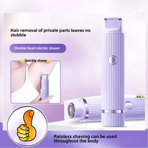 Women's Electric Shaver, Dual Head Bikini Trimmer, Cordless Shaver, USB Fast Charging, Low Noise, High Power, Body and Face Hair Removal, USB Rechargeable Shaver