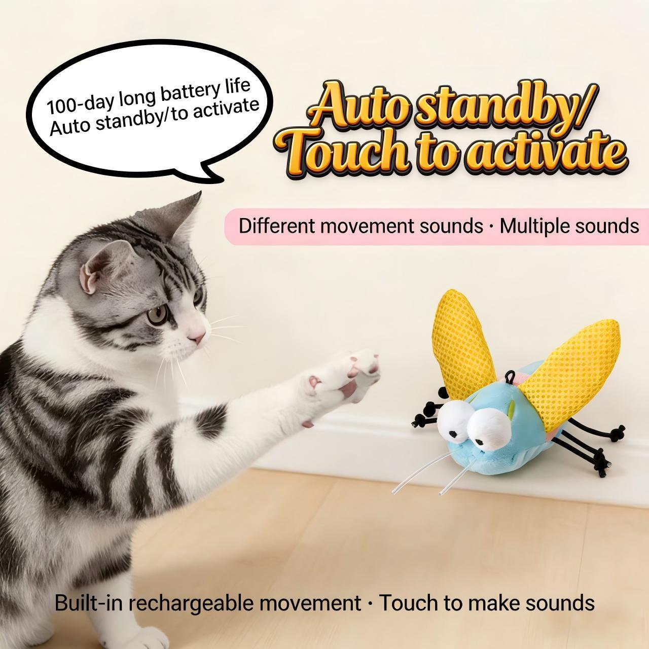 Catnip-Infused Flying Insect Interactive Toy for Cats - Lights, Sound, Alluring Scent, Triggers Hunting Instincts, Engaging Play, Enhances Playtime Focus (Toys & Hobbies - Classic & Novelty, Stress Relief), Sharpens Focus, Unstoppable Excitement