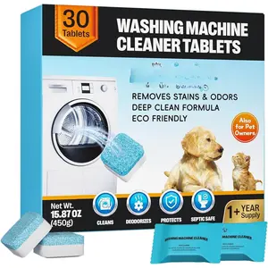 Washing Machine Cleaner Tablets - 30 Pack, 1+Year Laundry Use, Fits  Washers, Cleaning Drum & Tub Seal Removes Limescale, Odors & Buildup, Eco-Safe, -Free, Pet-Friendly, Septic Safe