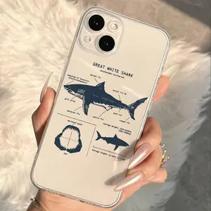 Shark Pattern Clear Phone Case, Cute Anti-drop Cellphone Protective Case, Total Protective Shockproof Mobile Phone Cover for iPhone