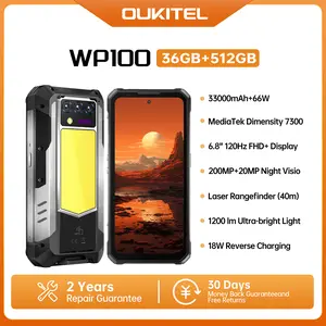 OUKITEL WP100 TITAN  Rugged Smartphone 5G - 33000mAh Rugged Phone with Projector, 48GB+512GB Unlocked Android 14 Cell Phones with 1200 Lumens Camping Light, 6.8'' FHD+120Hz Smartphone, 200MP, Compatible with T-Mobile