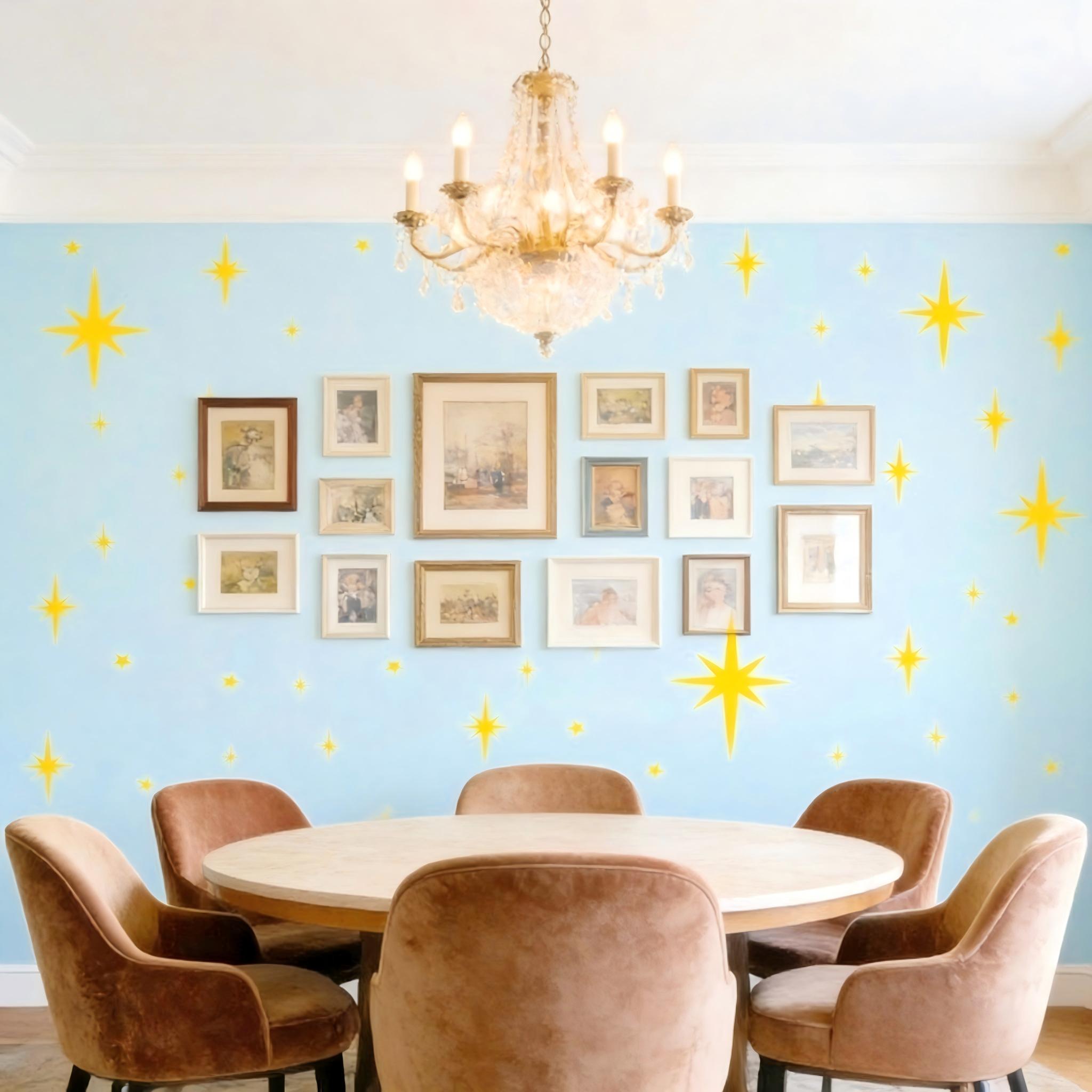 116-Piece Sparkle Star Wall Stickers for Girls Room | 6 Sizes | Easy Stick & Peel Wall Decor