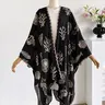 Boho Ocean Embroidered Split Scarf, Shawl for Dress, Loose Fit, Elegant Style, All Seasons, Perfect for Beach Vacations, Commuting, Dates