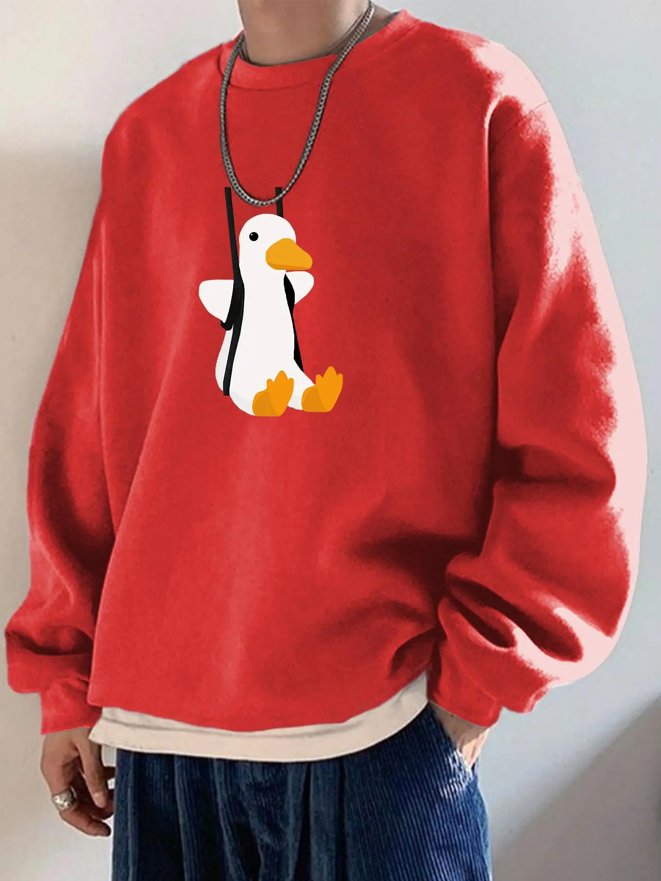 Men's Cartoon Graphic Print Sweatshirt, Drippy Outfits, Casual Long Sleeve Pullover for Spring & Fall, Going Out Outfit, Men's Clothes for Daily Wear