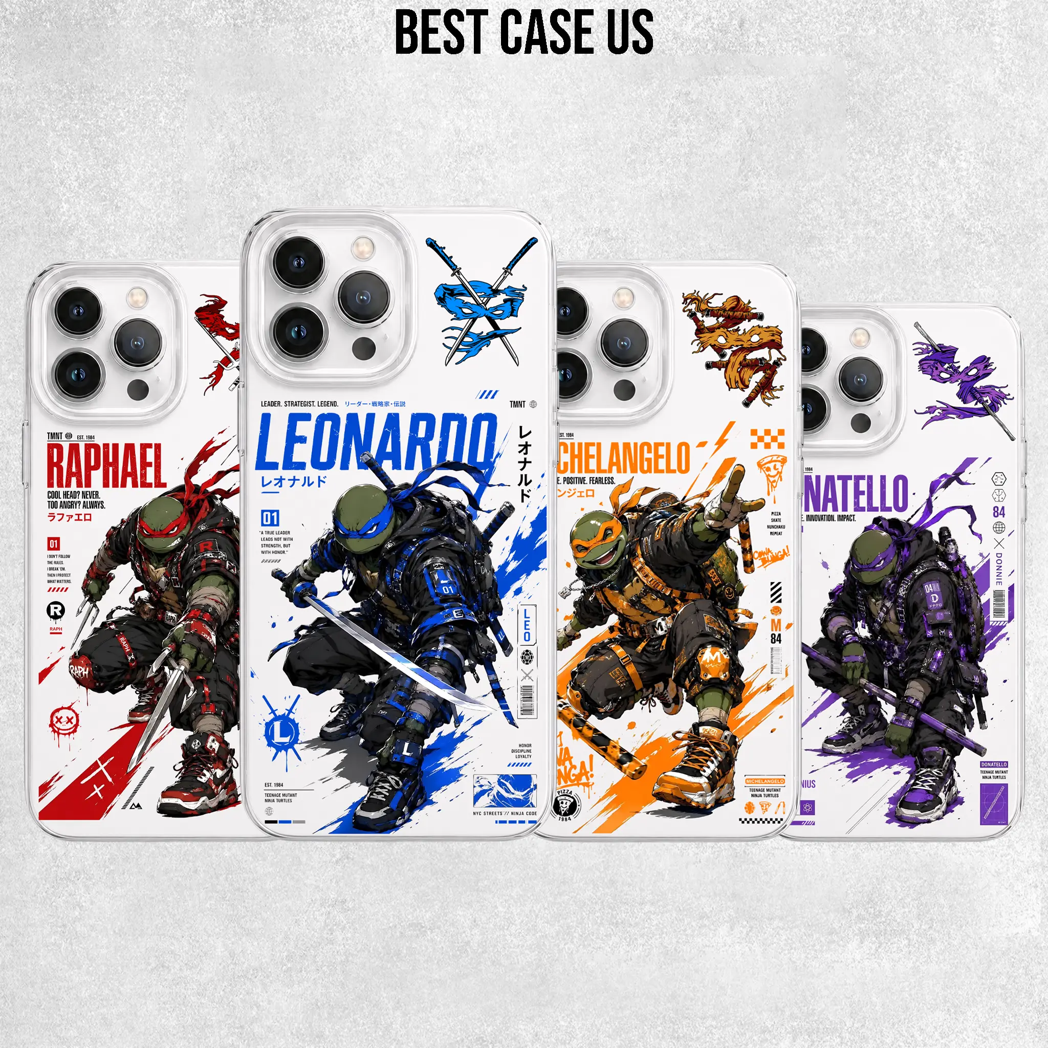 Teenage Mutant Ninja Turtles Clear Phone Case - TMNT Anime Streetwear Graphic Cover for iPhone 17 16 15 14 13 12 11 Pro Max Plus