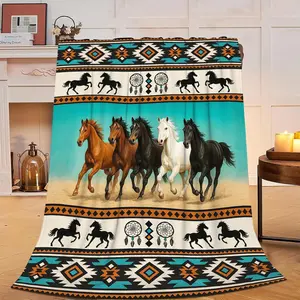 Horse Soft Cozy Blanket Western Horses Throw Blanket Super Plush Warm Stuff Lightweight Fleece Flannel Blankets Gifts for Women Girls Kids Adults 50"X40", Cozy All-Season Blanket Christmas New Year Gift