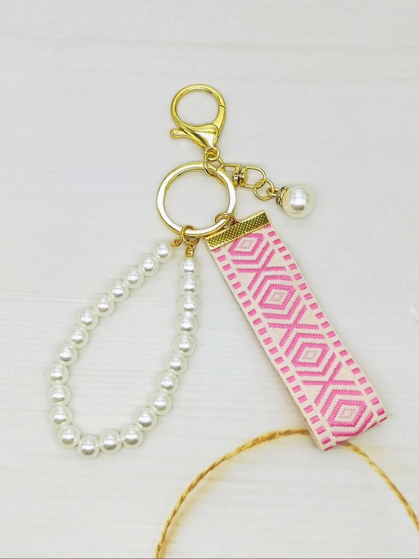 Faux Pearl Decor Car Keychain, Trendy Cute Keychain, Cute Keychain for Women & Girls, Fashion Keychain for Car Key, Bag Charm, Phone Charm, Universal Keychain for Daily Use, Cute Keychains for Car Keys, Keychain Kawaii