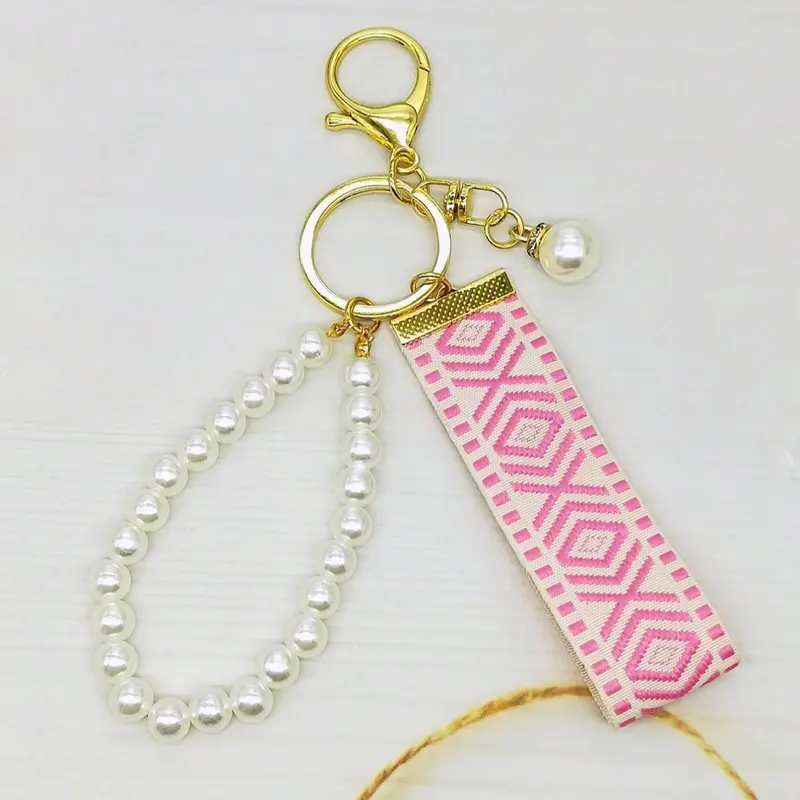 Faux Pearl Decor Car Keychain, Trendy Cute Keychain, Cute Keychain for Women & Girls, Fashion Keychain for Car Key, Bag Charm, Phone Charm, Universal Keychain for Daily Use, Cute Keychains for Car Keys, Keychain Kawaii