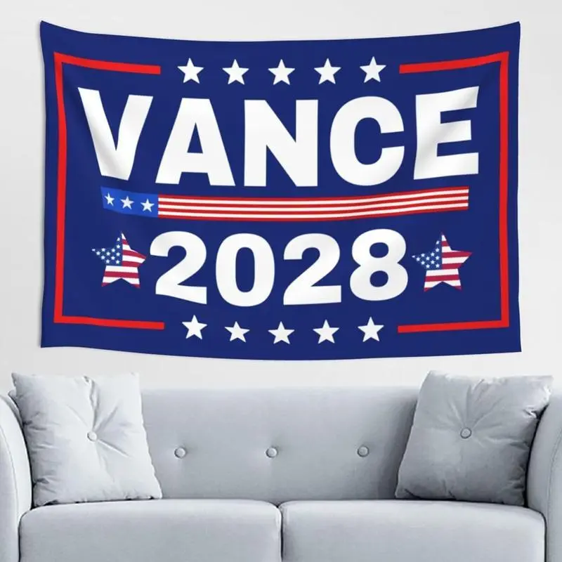 Vance 2028 For President 48th Flag Tapestry, Colorful Peach Home Wall Decor Artwork, Hanging Banner for Room, Wedding Home Supplies