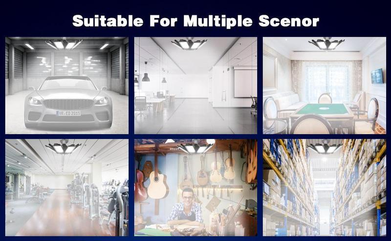 LED Garage Light 200W 20000LM Super Bright 6500K Garage Light Ceiling Light with 8 Adjustable Panels for Workshop Barn Ceiling, E26/E27, New Years gift