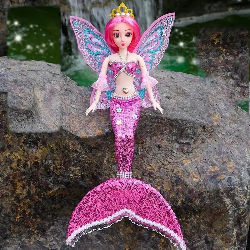 1/6 Cute Princess Mermaid Dolls with Sequin Skirt Suit Multi Joints Movable Doll Kids Toys Birthday Christmas Present Gifts