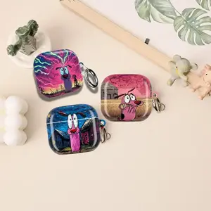 Courage the Cowardly Dog Neon Storm Psycho Art Earbuds Case Cover for Apple AirPods Pro 1, 2, 3, AirPods 1,2,3,4