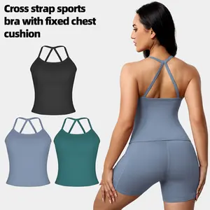 3-Pack Women’s Double-Layer U-Neck Spaghetti Strap Tank Tops Thin Straps, Crossback Design, Soft Fabric — Suitable for Sports and Casual Everyday Wear in Summer