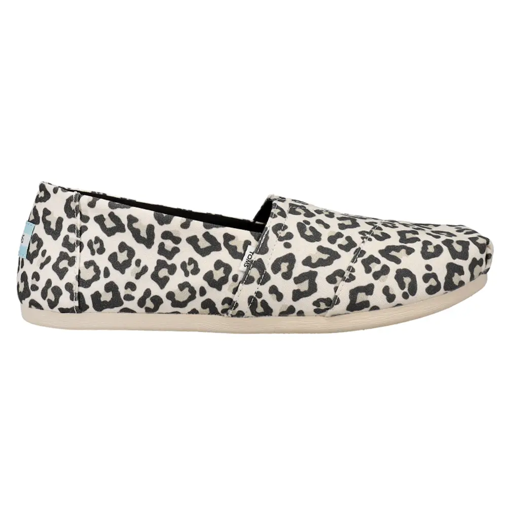 TOMS Womens Alpargata Leopard Slip On Flats Casual - Black, White TOMS Womens Alpargata Leopard Slip On Flats Casual - Black, White