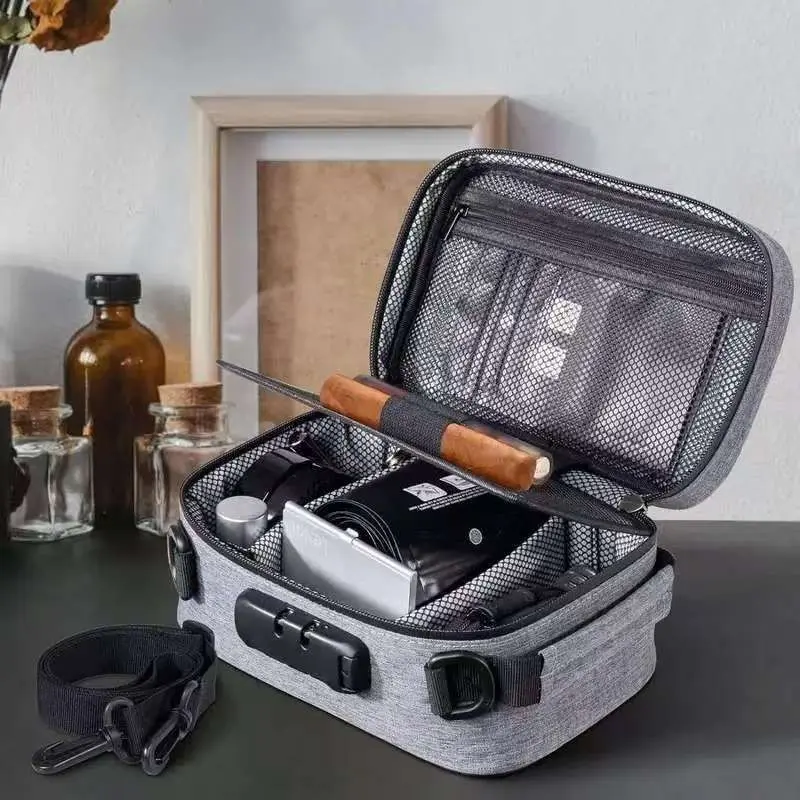 Large Capacity Storage Box Set, 1 Count Odor-proof Box with Rolling Tray & 1 Count Airtight Storage Tank & 1 Count Multi-compartment Handheld Bag, Space Saving Organizer, Home Organizer, Storage for Organizing