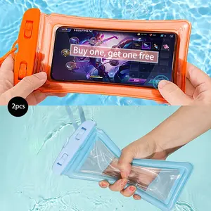 2pcs Touchscreen Waterproof Phone Pouch, Inflatable Sealed Cover, Suitable for Swimming Hot Springs Floating Water Park Diving Food Delivery