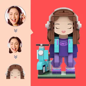 JollyJubilant Sweet Couple Gift Full Body Customizable Round Face 1 People with Specific Scene My Custom Brickfigure Granules Personalize Building Block Character