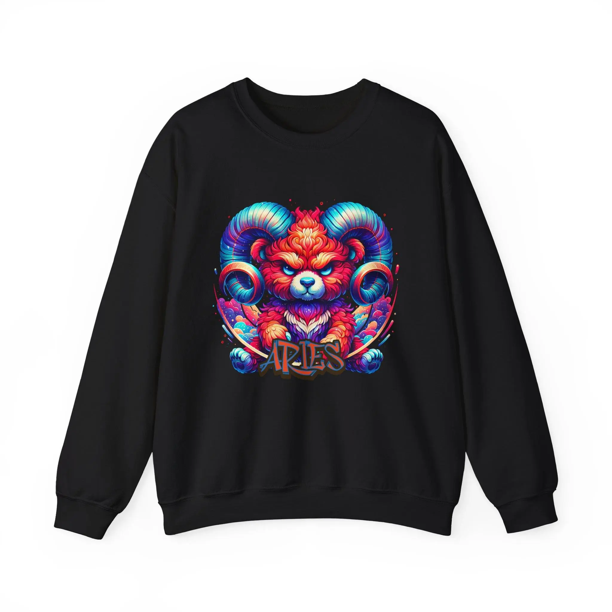 Aries Zodiac Graphic Sweatshirt, Unisex Aesthetic Long Sleeve Knitwear, Casual Crewneck with Durable Double-Stitching, Zodiac Sign, Tops, Menswear, Knit Fabric, Classic Cut, Ribbed Neck, All Seasons