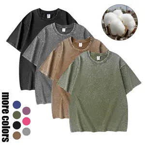 Men's Washed Cotton 7-Color Plain Round Neck Short Sleeve T-Shirts - Breathable, Cooling Casual Menswear Clothes  Ideal for Gym Workout & Everyday Outfits Unisex Gym Vintage Heavyweight T Shirts Cotton Workout Acid Wash Baggy Tees