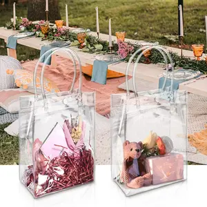 Clear Gift Bag with Handle, 10pcs/set Transparent Mini Handbag, Gift Wrapping Supplies for Birthday & Wedding Party