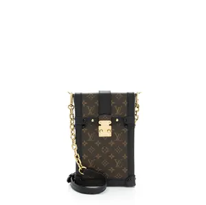 Pre-owned Louis Vuitton Leather Clutches & Wristlets Monogram Canvas Vertical Trunk Pochette