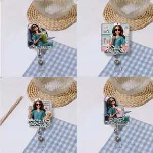 Funny Nurse Badge Reel, Cringe Doll ID Holder, Acrylic Retractable Clip