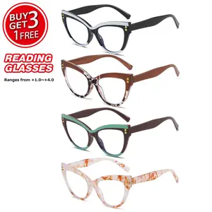 4-Piece Colorful Cat Eye Reading Glasses Set, Anti-Blue Light with Stylish Design, Perfect Gift for Any Occasion, Reading Eyeglasses