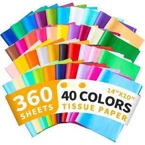 360 Sheets Tissue Paper for  Bags, 40 Colors 14x10 Inch Bulk  Paper for Crafts Packaging Wrapping Supplies Birthday Party Wedding Flower Decorations DIY Art Projects