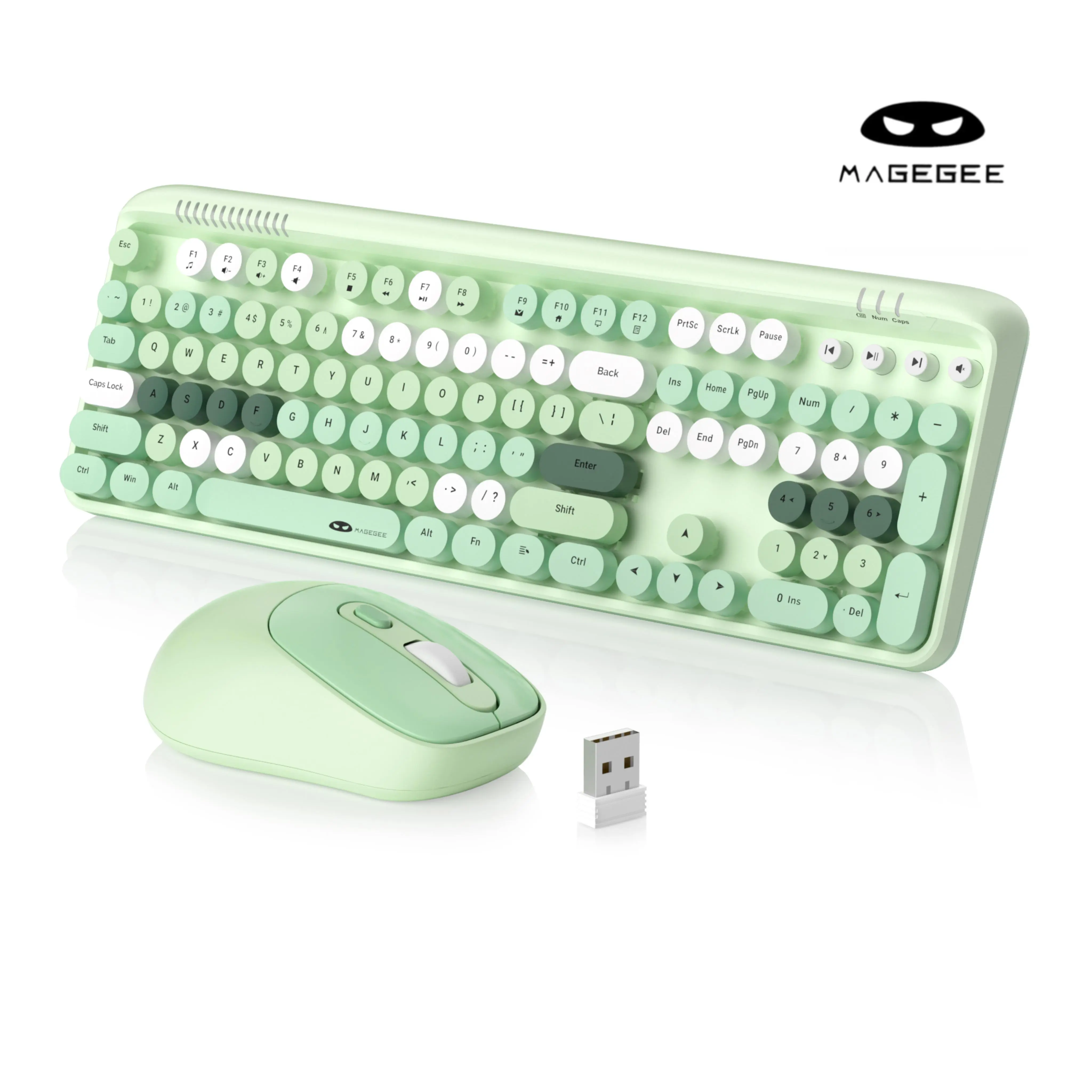 MageGee V920 Full-Size Creamy Keyboard and Mouse Combo with Round Keycaps, Gradient Color, 2.4GHz Wireless, Sleep Mode (Non-Bluetooth, for Office Use)