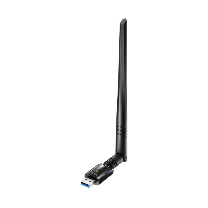 Cudy WU1400 AC1300 Dual Band WiFi 5 Wireless Adapter for Laptops, PC Users, with External 5dBi High-Gain Detachable Antenna, USB 3.0, Portable Hotspot Capability