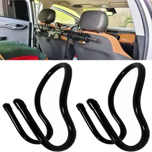 2 Pack Seat Back Gun Rack Bow Holder Universal Automotive Accessories for Truck Car Rifle Bow Organizer No Tools Required Simple Install Flexible Metal PVC Coated