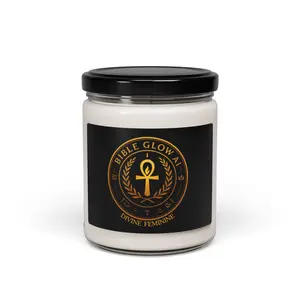 Soy Candle, Bible Glow AI Sigil, Mythic Divine Afrocentric Decorative Candle, 9oz, Logo with Cross, Hand-poured Scented Candle, Religious
