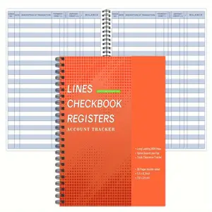 Anti-Overdraft Financial Tracking Ledger, Check Transaction Register Book, Personal/small Business Tax Income Record Coil Notebook, Bright Cover