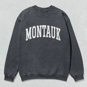 Montauk Sweatshirt – Unisex Collegiate Crewneck, Coastal Preppy Pullover, Trendy Vacation Sweater