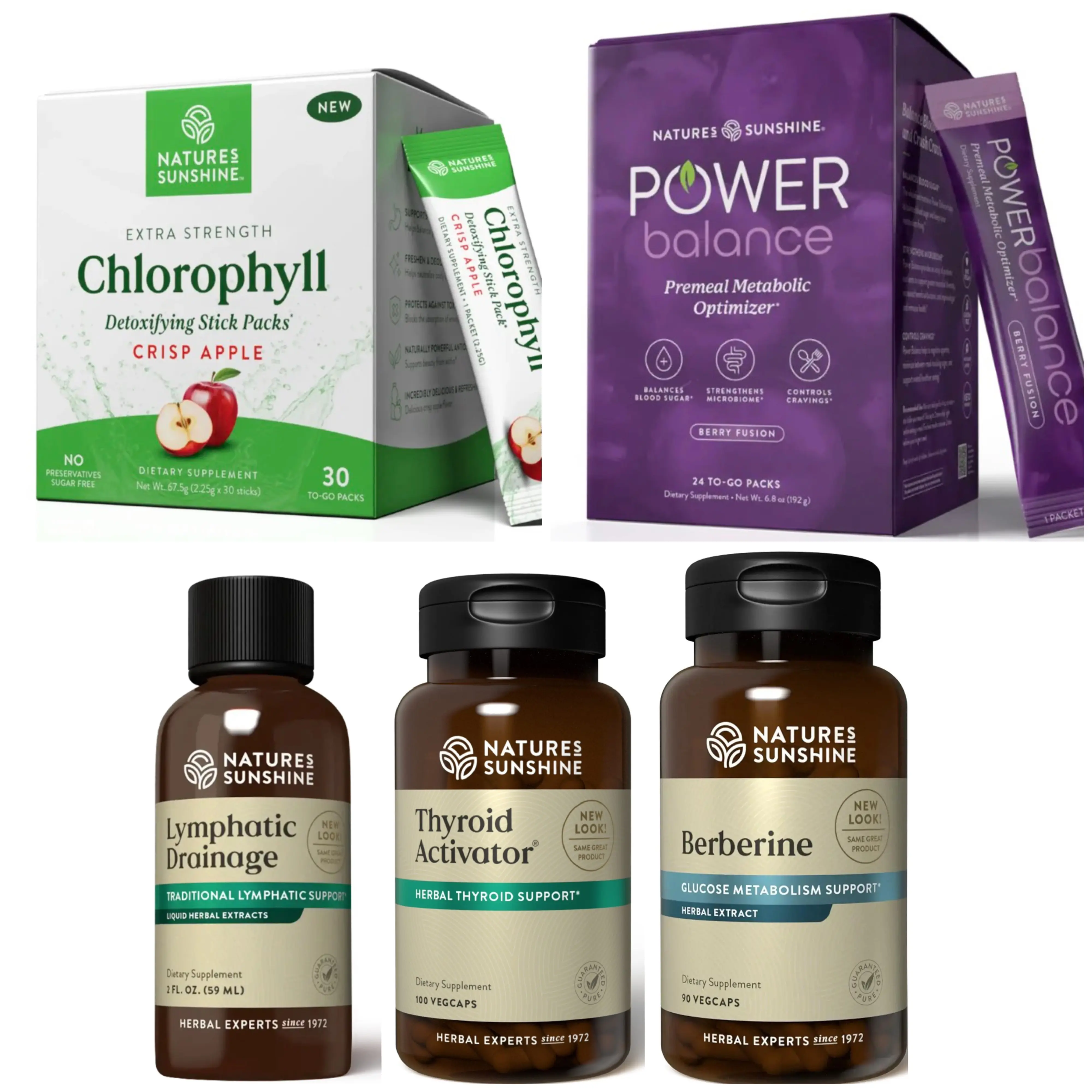 Snatched by Summer Bundle: Lymphatic Drainage, Thyroid Activator, Berberine, Power Balance, Apple Chlorophyll for Metabolism, Bloating, Puffiness & Energy Support
