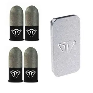 2 Pairs Gamer Finger Sleeves with Storage Box Sweatproof Gamer Finger Covers Touch Screen Fingertips Sleeve For Mobile Game Gaming Accessories