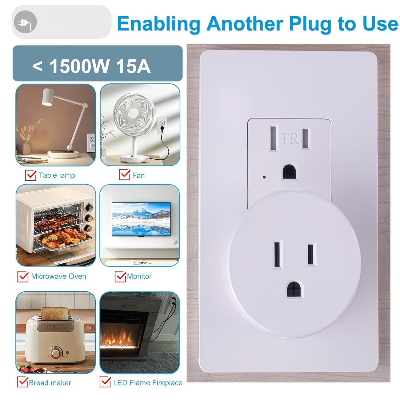 Remote Switch Outlet, Remote Control Outlet Plug with Switch, Wireless On/ Off Light Switch Wall Mounted, 15A/ 1500W, TUV List, No Wiring Needed, 500ft RF Range, for Lamp, Fans, Household Appliances