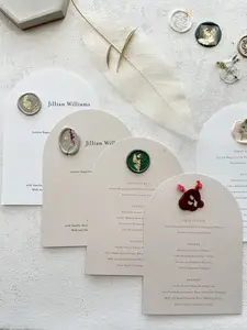 Arch Wedding Menu with Botanical Wax Seal - Style 232